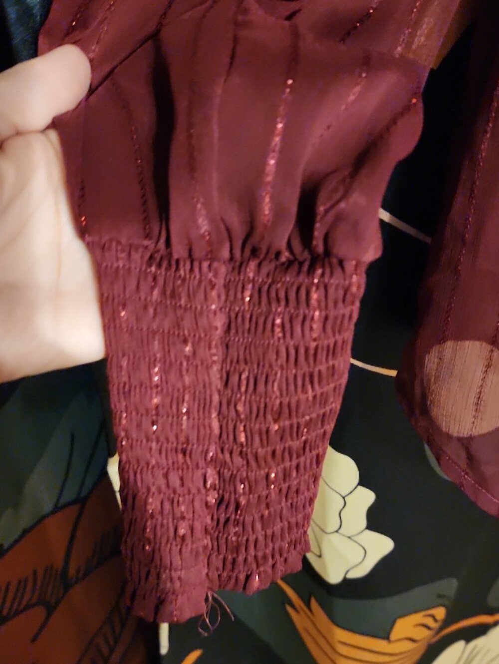 a new day Burgundy Long-Sleeve Metallic Stripe Top - Picture 5 of 6